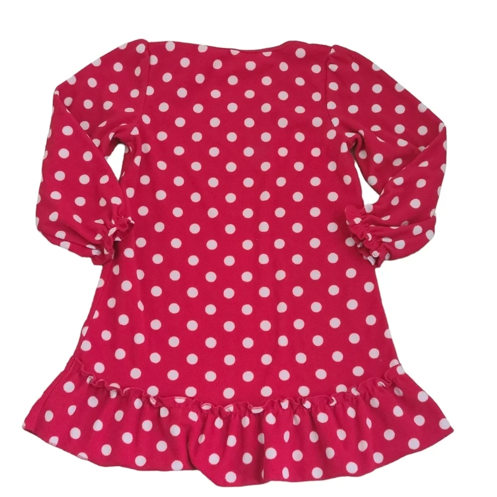 Carters Girls Sz 5T I Love Santa Red White Polka Dots Fleece Nightgown